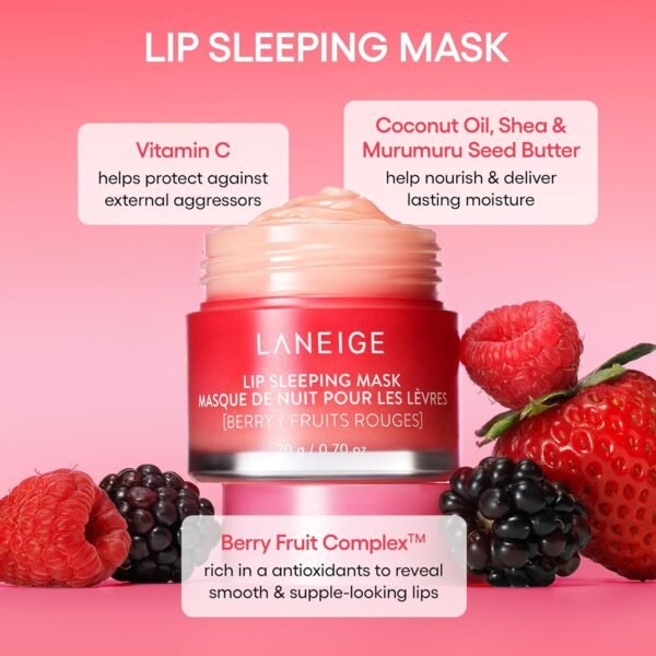 1750345058_81i58dAorL._SL1500_.jpg LANEIGE Lip Sleeping Mask: Nourish, Hydrate, Vitamin C, Murumuru & Shea Butter, Antioxidants, Flaky, Dry Lips