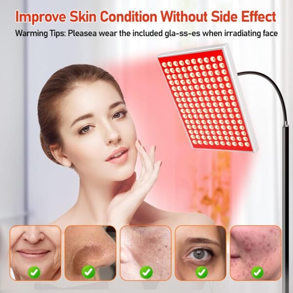 Red Light Therapy for Body and Face & Infrared Light Therapy Lamp - 150pcs 660nm Red + 150pcs 850nm Near-Infrared LED Panel with Adjustable Stand, Clinical Grade Home Skin and Muscle Support Device
