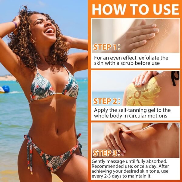 Fast-Acting Self-Tanning Cream 150ml,Natural Looking Tan Accelerator with Carrot & Olive Oils - Hydrating Bronzing Gel for All Skin Types, Quick-Dry & Non-Streak Formula for Sun-Kissed Glow