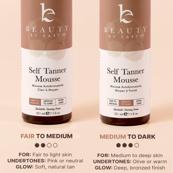 Self Tanner Mousse - USA Made with Natural & Organic Ingredients, Self Tanning Mousse for Dark Fake Tan, Sunless Tanner, Clear & Non Toxic Tanning Foam for Streak Free Finish & Natural Glow