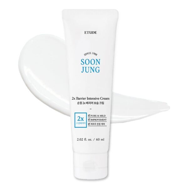 ETUDE SoonJung 2x Barrier Intensive Cream 60ml (21AD) | Hypoallergenic Shea Butter Hydrating Facial Cream for Sensitive Skin, Water-oil Balance & Panthenol for Damaged Skin | Korean Skin Care