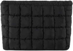 41Lnvg9MkL._AC_SL1500_.jpg Puffy Quilted Makeup Bag for Women, Cosmetic Bag, Travel Toiletry Organizer Pouch Clutch (black)