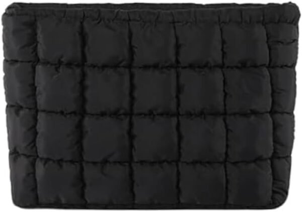 41Lnvg9MkL._AC_SL1500_.jpg Puffy Quilted Makeup Bag for Women, Cosmetic Bag, Travel Toiletry Organizer Pouch Clutch (black)