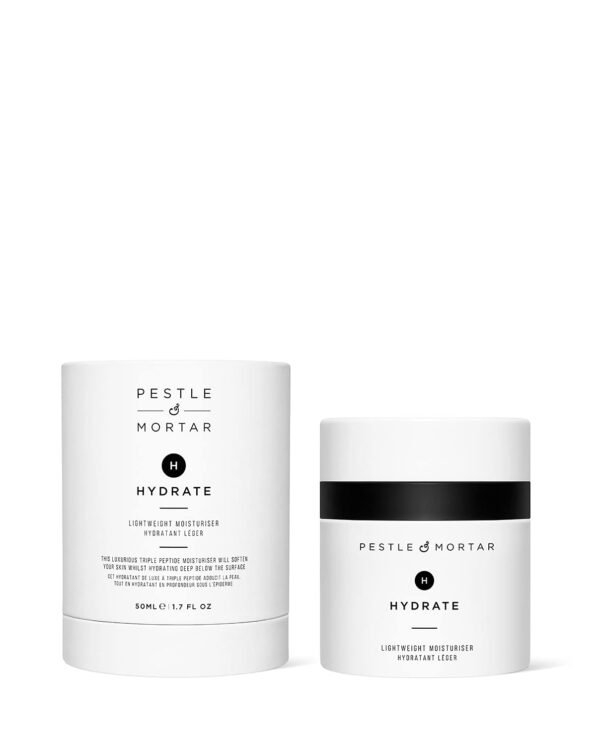 Pestle & Mortar Hydrate - Lightweight Anti Ageing Face Moisturizer Formulated with Peptide Technology and Squalane. Softens, Firms and Hydrates the Skin Without Clogging Pores - 50ml