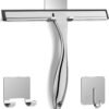 5102UAfkhjL._AC_SL1500_.jpg All-Purpose Stainless Steel Shower Squeegee for Shower Glass Door with 2 Adhesive Hooks, Bathroom Cleaner Tool Household Window Mirror Squeegee , Cleaning Tile Wall, Car, 10 Inch Silver
