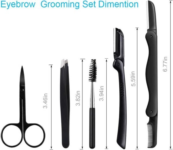 Eyebrow Razor, 5-in-1 Eyebrow Kit, Professional Eyebrow Grooming Set, Eyebrow Trimmer Set for Women and Men, Including Brow Razors Trimmer, Brush, Eyebrow Scissors, Slant Tweezers
