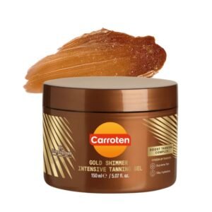 Carroten Gold Shimmer Intensive Tanning Gel | Browning Tan Accelerator | Non-Greasy, Water-Resistant with Carrot and Coconut Oil | Vitamin A & E For Moisture & Hydration | Made in Greece | 5 Fl Oz