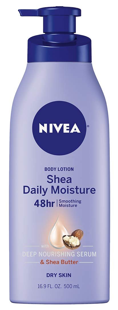 NIVEA Shea Nourish Body Lotion for Dry Skin with Hyaluronic Acid, Shea Butter and Deep Nourishing Serum, 48-Hour Body Moisturizer, 16.9 Fl Oz Pump Bottle
