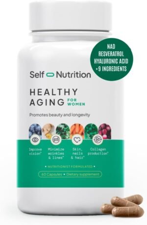 518JMnA0OFL._AC_SL1392_.jpg Healthy Aging Supplement for Women with Resveratrol, NAD, Collagen Booster, Biotin and More - Beauty with 12 Ingredients - USA Made, Vegan, 60 Capsules, Nutitionist formulated.