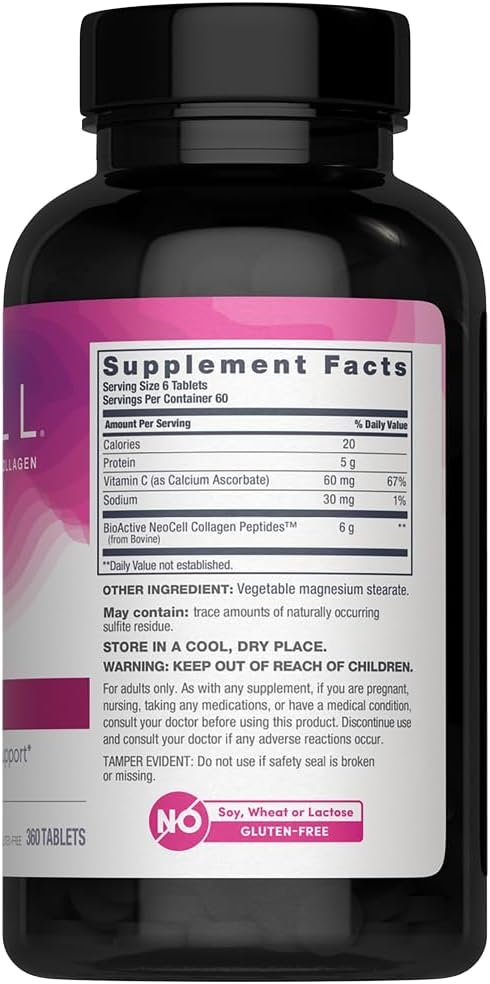 518oB2bhcGL._AC_SL1000_.jpg NeoCell Super Collagen Plus Vitamin C, Skin, Hair and Nails Supplement, Includes Antioxidants, Tablet, 360 Count, 1 Bottle