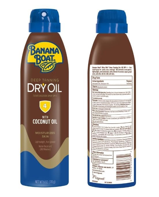 Skin Care Boat Deep Tanning Dry Oil Clear Spray Sunscreen SPF-4, 6 fl oz (2 Pack)