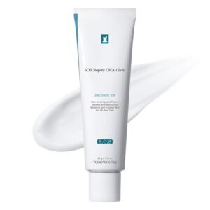 51LsKXckJRL._SL1500_.jpg SOS Repair CICA Clinic Zinc Cream, 100,000ppm Zinc Oxide, Heal, Soothe Acne, Redness, Rosacea Treatment, Skin Barrier Repair, Moisture, Non-Comedogenic, Korean Skin care, 50g, 1.76 oz.