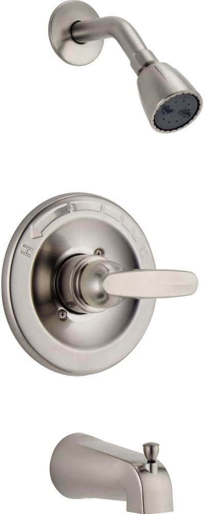 Delta Faucet Foundations Brushed Nickel Shower Faucet Set with 2-Spray Brushed Nickel Shower Head, Tub and Shower Trim Kit, Shower Faucet Sets Complete, Stainless BT13410-SS (Valve Not Included)