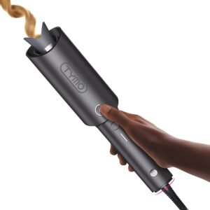 51Pevx2OW5L._AC_SL1500_.jpg TYMO Automatic Rotating Curling Iron - TYMO CURLPRO Beach Waves Curling Wand, Portable Hair Curler, 500 Million Ionic, Dual Voltage & Lightweight for Travel, Ceramic Coating, 1 Inch, Metallic Gray
