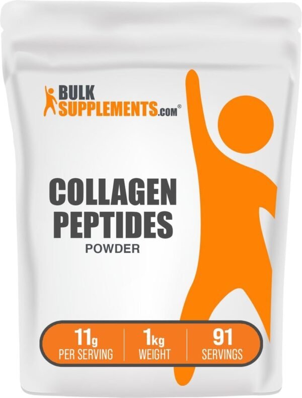 51RHonzvRxL._AC_SL1054_.jpg BulkSupplements.com Collagen Peptides Powder - Bovine Collagen Powder, Powdered Collagen Supplement - Hydrolyzed & Gluten Free, 11g per Serving, 1kg (2.2 lbs) (Pack of 1)