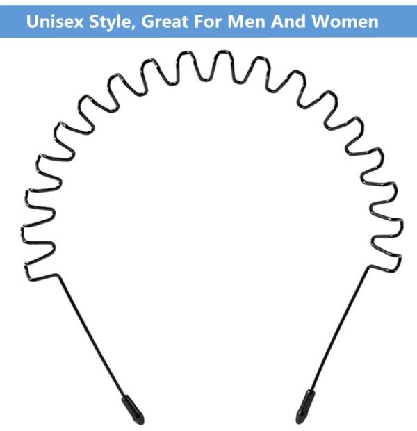 Metal Hair Band for Men Headband Women Bands Unisex Black Wavy Spring Outdoor Sports Headbands Men's Hoop Clips Accessories Simple Elastic Non Slip Head Headwear