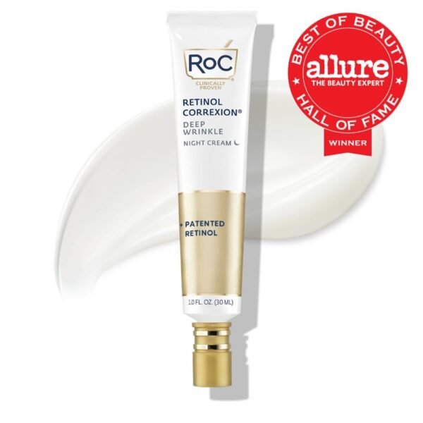 51UsdKyNmtL._SL1000_.jpg RoC Retinol Correxion Deep Wrinkle Anti-Aging Night Cream, Daily Face Moisturizer with Shea Butter, Glycolic Acid and Squalane, Skin Care Treatment, 1 Ounces (Packaging May Vary)