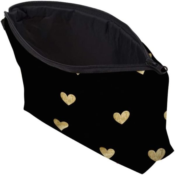 Cute Travel Makeup Bag Cosmetic Bag Small Pouch Gift for Women (Brushed Gold Heart)