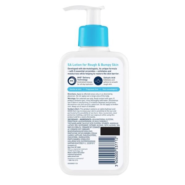 51e3PkjzkXL._SL1000_.jpg CeraVe SA Lotion for Rough & Bumpy Skin, Vitamin D, Hyaluronic Acid, Lactic Acid & Salicylic Acid Lotion, Fragrance Free & Allergy Tested, 8 Ounce