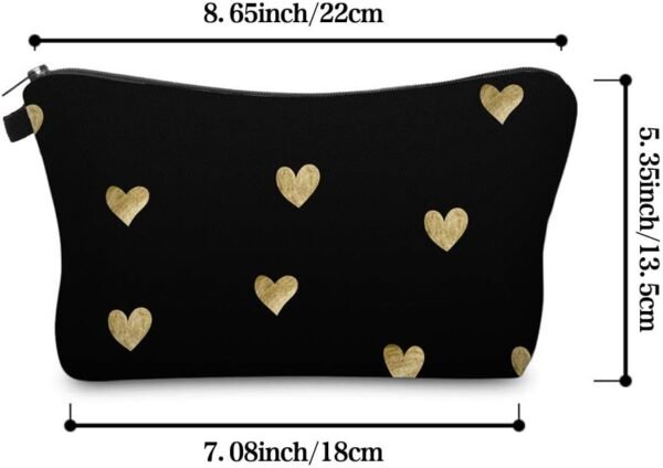 Cute Travel Makeup Bag Cosmetic Bag Small Pouch Gift for Women (Brushed Gold Heart)