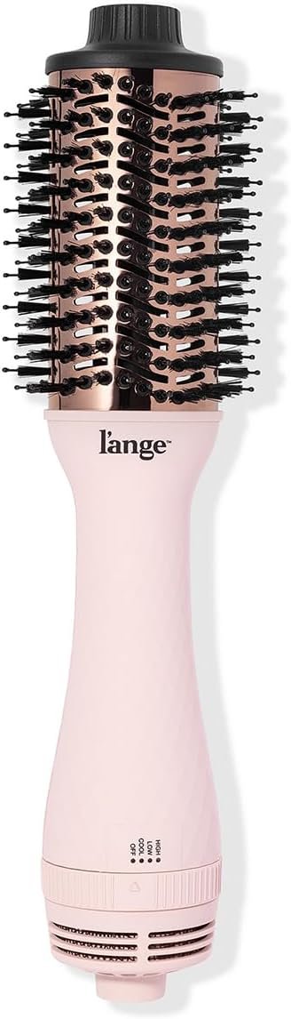 51hArWLsS5L._AC_SL1200_.jpg L'ANGE HAIR Le Volume 2-in-1 Titanium Blow Dryer Brush | Hot Air Brush in One with Oval Barrel | Hair Styler for Smooth, Frizz-Free Results for All Hair Types (Blush - 60mm)