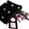 Cute Travel Makeup Bag Cosmetic Bag Small Pouch Gift for Women (Brushed Gold Heart)