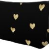 Cute Travel Makeup Bag Cosmetic Bag Small Pouch Gift for Women (Brushed Gold Heart)