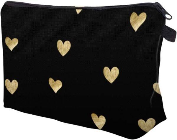 Cute Travel Makeup Bag Cosmetic Bag Small Pouch Gift for Women (Brushed Gold Heart)