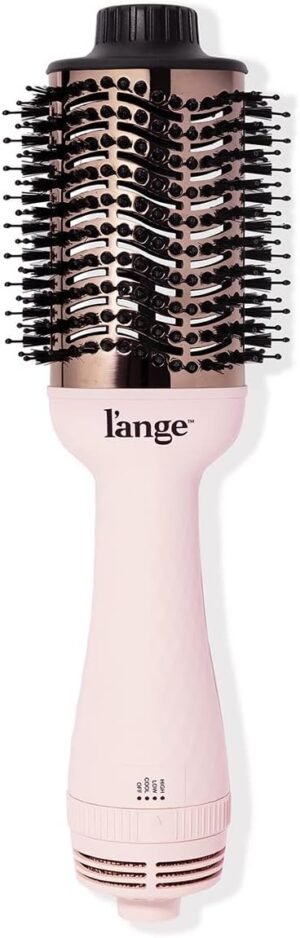 51vyqujH32L._AC_SL1200_.jpg L'ANGE HAIR Le Volume 2-in-1 Titanium Blow Dryer Brush | Hot Air Brush in One with Oval Barrel | Hair Styler for Smooth, Frizz-Free Results for All Hair Types (Blush - 75 mm)