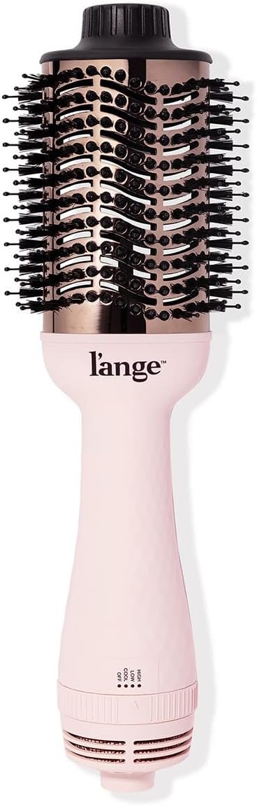51vyqujH32L._AC_SL1200_.jpg L'ANGE HAIR Le Volume 2-in-1 Titanium Blow Dryer Brush | Hot Air Brush in One with Oval Barrel | Hair Styler for Smooth, Frizz-Free Results for All Hair Types (Blush - 75 mm)