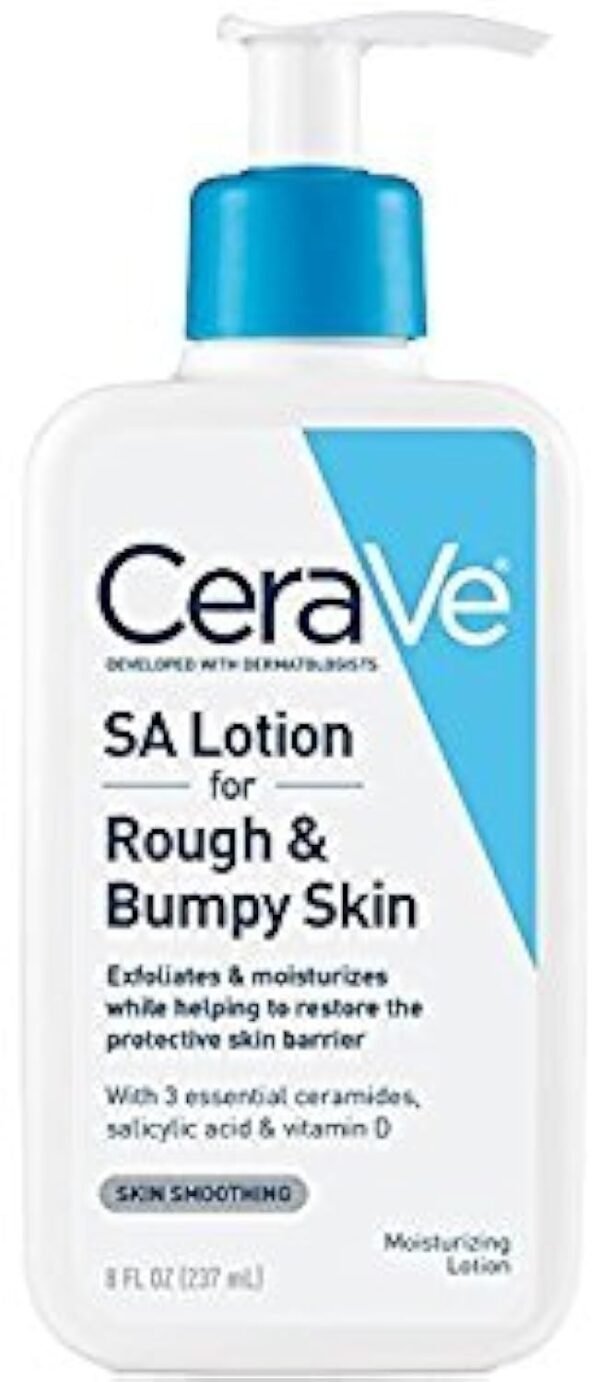 51wWC6xzwHL._SL1500_.jpg CeraVe SA Lotion for Rough & Bumpy Skin, Vitamin D, Hyaluronic Acid, Lactic Acid & Salicylic Acid Lotion, Fragrance Free & Allergy Tested, 8 Ounce