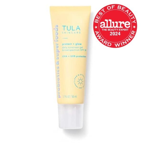 51ybJOx5TwL._SL1000_.jpg TULA Skin Care Protect + Glow Daily Sunscreen Stick Gel Broad Spectrum SPF 30 - Skincare-First, Non-Greasy, Non-Comedogenic & Reef-Safe with Pollution & Blue Light Protection, Supersize, 3.38 oz