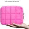 E-Tree Cute Makeup Bag,Quilted Cosmetic Bag,Make up Pouch for Purse,Toiletry Zipper Pouch,Checkered Bag,Travel Case,Storage Pouches for Organization (Hot Pink)