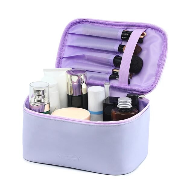 61-ehrDj5SL._SL1500_.jpg Meiyuuo Makeup Bag Cosmetic Bags Small for Women Zipper Pouch for Purse Essentials Makeup Organizer Waterproof Cute (Light Lavender Purple)