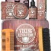 Viking Revolution Ultimate Grooming Kit for Men - Boar Brush, Wood Comb, Sandalwood Balm & Oil, Scissors for Beard & Mustache