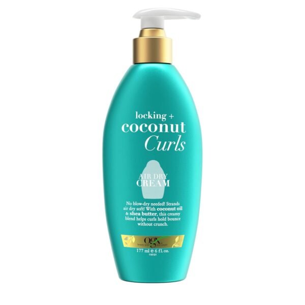 OGX Locking + Coconut Curls Air Dry Cream, No Parabens, 6 oz