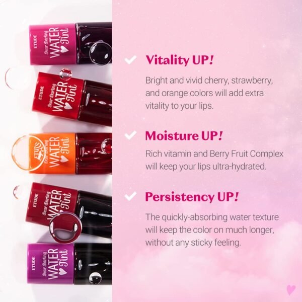 610ZTpLZ4TL._SL1000_.jpg ETUDE Dear Darling Water Tint - Cherry Ade (9g) | Vivid Color Lip Stain with Moisturizing Weightless & Non-sticky Finish Lip Stain | Smudge-proof Lip Tint | Korean Makeup, Kbeauty