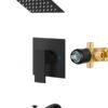 Airuida Shower Faucet Set with Tub Spout Bathtub Faucet Kit Shower Tub Faucet Set Complete Tub Shower Trim Kit with Solid Brass Rough-in Valve and 6 Inch Rainfall Square Showerhead Matte Black