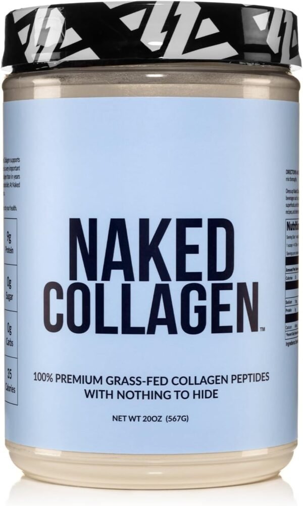 611aaBgc72L._AC_SL1500_.jpg NAKED Collagen Peptides Protein Powder, 60 Servings, Pasture-Raised, Unflavored Grass-Fed Hydrolyzed Collagen Supplement, Paleo Friendly, Non-GMO, Keto, Gluten Free, 20oz