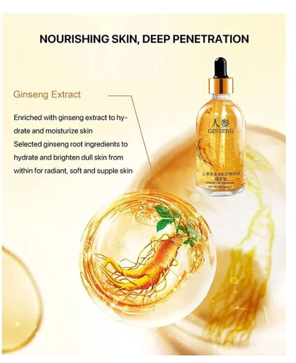 Ginseng Polypeptide Anti-Ageing Wrinkle Essence,Ginseng Gold Polypeptide Anti-Ageing Serum,Ginseng Extract Liquid, Korean Ginseng Anti Aging Essential Oil,Reduces Wrinkles,Improves Sagging
