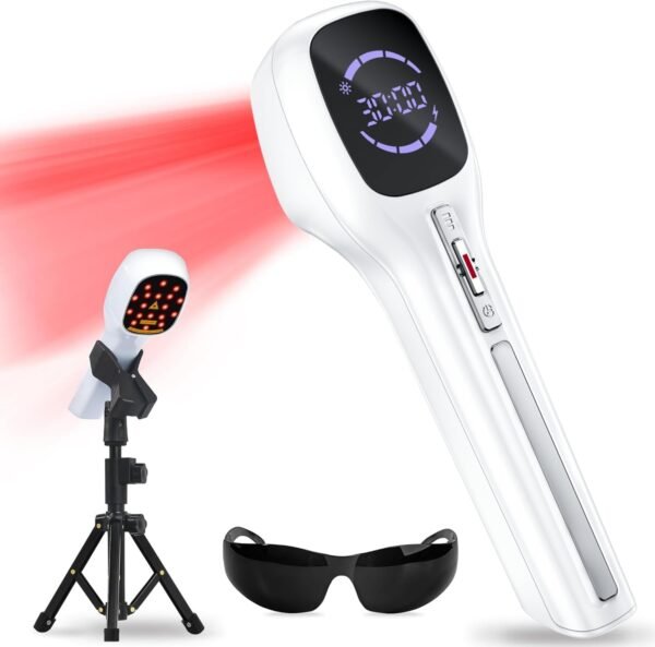 Cold Laser Therapy Device for Humans & Dogs, 4x808nm + 14x650nm Red Light Therapy for Body Pain Relief, Handheld lllt Near Infrared Light Wand with Stand for Joint, Back, Knee, Muscle Use