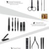 Professional Stainless Steel Nail Clipper Travel & Grooming Kit Nail Tools Manicure & Pedicure Set of 15pcs with Luxurious Case (Black/Yellow)