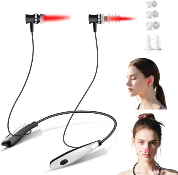 Red Light Therapy for Nose & Ears, 2-in-1 Infrared Nasal Therapy Device, Red Light Therapy for Ear Relief, Portable Light-weight Soothing Device with Neck-Hanging Design, Auto Timer, Rechargeable