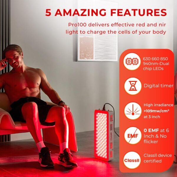 Bestqool Red Light Therapy for face Body, 4 Wavelengths Infrared Red Light Therapy, 100 Elite Grade Dual Chip LEDs, High Power Red Light Panel for Pain, Muscle, Energy. 170W. Modular Design.
