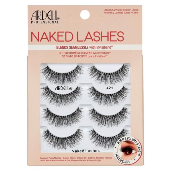 613Uf9sIfxL._SL1000_.jpg Ardell Naked Strip Lashes 421 – Natural-Looking, Long-Lasting False Eyelashes with Invisiband for Seamless Blend, 4 Pairs, 1-Pack