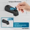 gotonovo Tub Shower Faucet Set Shower Head and Handle Set 6 Modes 6 inch Bathroom Trim Kit with Tub Spout High Pressure Shower System Combo with Valve Round Showerhead Matte Black