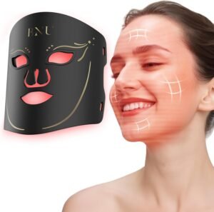 BNU Red Light Therapy for Face, 7 Modes Portable Led Face Mask Light Therapy with Remote Control, Timing Function, Red Light Therapy at Home 105 LED Beads
