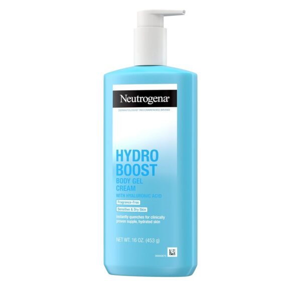 Neutrogena Hydro Boost Body Moisturizing Gel Cream with Hyaluronic Acid, Non-Greasy & Fast Absorbing, Lightweight Hydrating Body Lotion for Normal to Dry Skin, Fragrance-Free, 16 oz