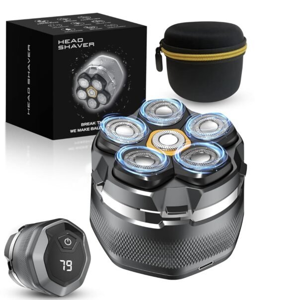 Head Shavers for Bald Men，Newly Designed Magnetic 6D Electric Razor, IPX8 Waterproof Dry/Wet, 10000 RPM High Speed Motor for Fast Shaving, USB-C Cable and Storage Bag for Home & Travel