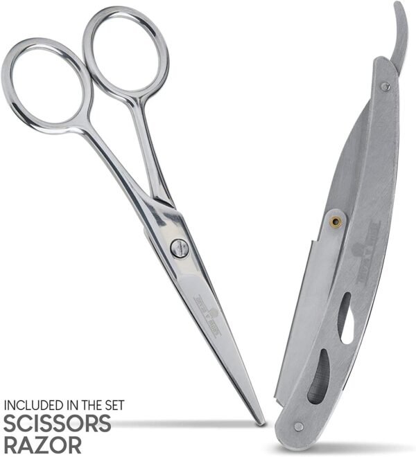 Beard Straightener Grooming Kit for Men, Beard Growth Kit, Wash, Brush & Comb, Unscented Growth Oil, All Natural Chanel Balm, Conditioner, Razor & Scissors, Great Gift Idea for Men's (Bamboo)